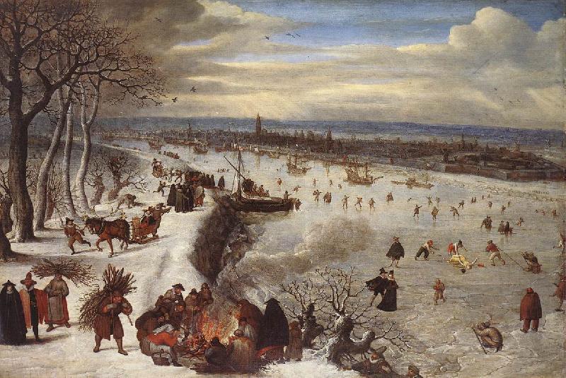 VALKENBORCH, Lucas van View of Antwerp with the Frozen Schelde tg oil painting picture